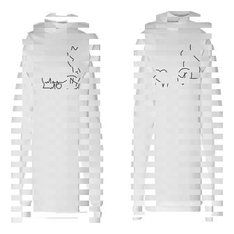 ネコ好きの心拍猫 長袖Tシャツ - Kawaiitshirt