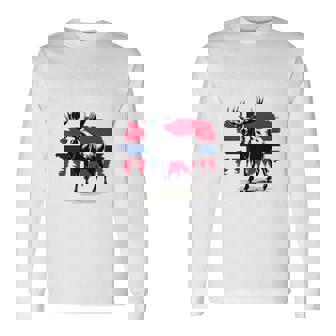 ノルウェー デザイン ヘラジカ ノルウェー国旗 自然 服装 北欧 長袖tシャツ 長袖Tシャツ - Kawaiitshirt