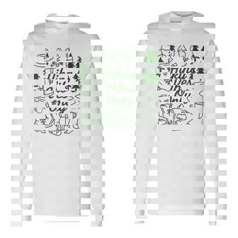 ハイキング バイブスオンリー 自然 落書き アート ミニマリスト 森林愛好家 長袖Tシャツ - Kawaiitshirt