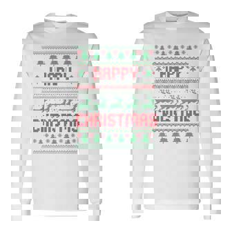 ハッピークリスマス、アグリークリスマス 長袖Tシャツ - Kawaiitshirt
