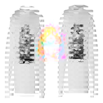 ハムスター 動物 カラフル モチーフ 抽象 アート 絵画 ハムスター 長袖Tシャツ - Kawaiitshirt