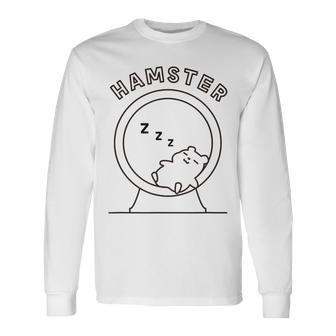 ハムスター 寝る ダイエット リバウンド メンズ レディース キッズ かわいい おもしろ ハムスター好き 長袖Tシャツ - Kawaiitshirt