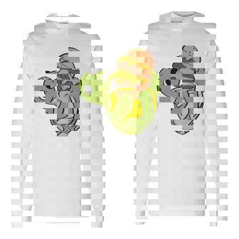 ハンバーガーを食べるかわいいカメ 面白いハンバーガー 長袖tシャツ 長袖Tシャツ - Kawaiitshirt