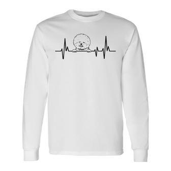 ハートビート ドッグ デザイン ビションフリーゼ 長袖Tシャツ - Kawaiitshirt