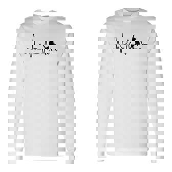 ハートビート 猫 猫好き ギフト 猫 Heartbeat Cat 長袖Tシャツ - Kawaiitshirt