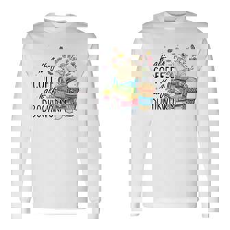 ハーフコーヒー ハーフブックワーム 読書本 コーヒーカップ 長袖Tシャツ - Kawaiitshirt