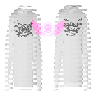 バイク おもしろ ドクロ 可愛い ハート オートバイ 羽ばたく翼 バックプリント 天使 長袖Tシャツ - Kawaiitshirt