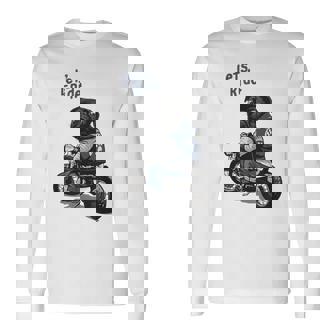 バイクに乗る面白いパグ犬レッツライド 長袖Tシャツ - Kawaiitshirt