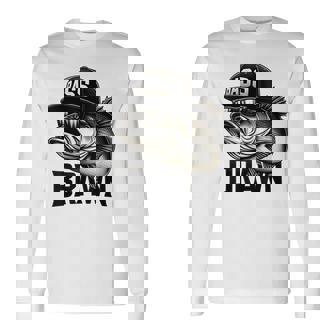 バス釣り クールなグラフィックデザイン 男性 漁師 長袖Tシャツ - Kawaiitshirt