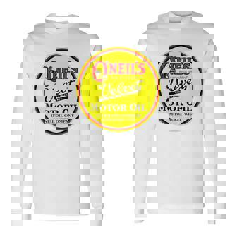 バックプリントのみ レトロ ヴィンテージ ガソリンスタンド オニールのモーターオイル 長袖Tシャツ - Kawaiitshirt