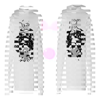バブルガムを持つバーネドゥードル犬 長袖Tシャツ - Kawaiitshirt