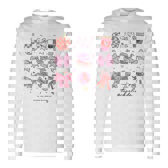 バレンタイン 教師 かわいい弓 アップル 地球儀 鉛筆 本 アート 長袖Tシャツ - Kawaiitshirt