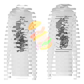 バーガー 解剖 成分 チーズバーガー ハンバーガー パテ 長袖Tシャツ - Kawaiitshirt