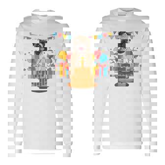 パグ 1歳 誕生日 お祝い ケーキ ペット 動物 犬 オーナー パグ 長袖Tシャツ - Kawaiitshirt