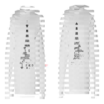 パリ エッフェル塔 ビンテージ スカイライン ラブ フランス ツアー エッフェル I Love Paris 長袖Tシャツ - Kawaiitshirt