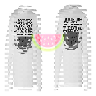 パレスチナの正義 スイカ 国旗 パレスチナ人 長袖Tシャツ - Kawaiitshirt