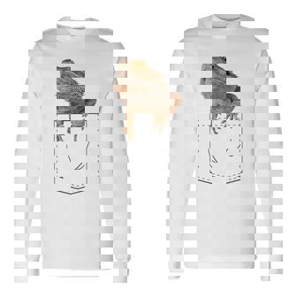 ヒゲのあるドラゴンリザード 爬虫類フェイクポケット 長袖Tシャツ - Kawaiitshirt