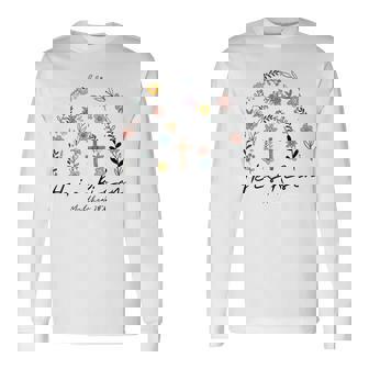 ヒ・イズ・ライゼン・フラワーズ・レインボー・ジーザス 長袖Tシャツ - Kawaiitshirt