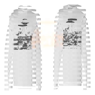 ビンテージ Ufo カウボーイ キャット 長袖Tシャツ - Kawaiitshirt