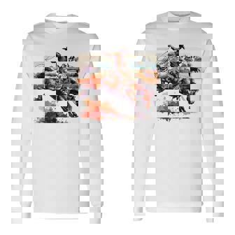 ビンテージ カウボーイ ロデオ ブロンコ ウエスタン 乗馬 カントリー メンズ 長袖Tシャツ - Kawaiitshirt