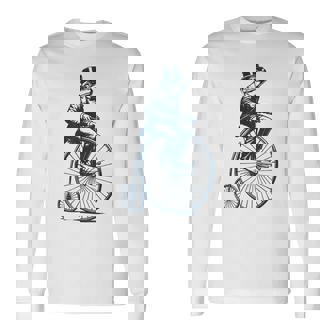 ビンテージのペニーファージング自転車に乗る粋なカエルのサイクリスト 長袖Tシャツ - Kawaiitshirt