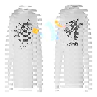 ビールとエビフライとサメ色付き 長袖Tシャツ - Kawaiitshirt