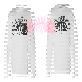 ピラニアスケルトン。魚の頭蓋骨と骨の様式化されたデザイン。 長袖Tシャツ - Kawaiitshirt