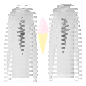 ピンク ソフトサーブ ストロベリー アイスクリーム コーン 長袖Tシャツ - Kawaiitshirt