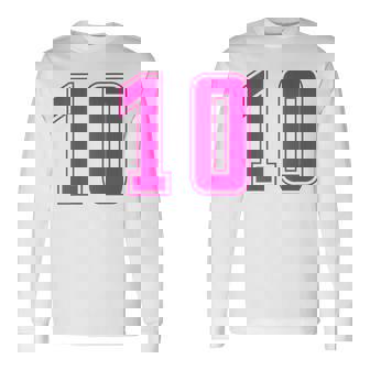 ピンク色背番号 10 チーム短大スポーツピンク色背番号付きユニフォーム 長袖Tシャツ - Kawaiitshirt