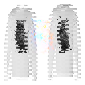 フクロウ アートワーク 動物 フクロウ 長袖Tシャツ - Kawaiitshirt