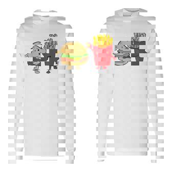 フライドポテト ハンバーガー チーズバーガー 友達 ファストフード フライドポテト 長袖Tシャツ - Kawaiitshirt