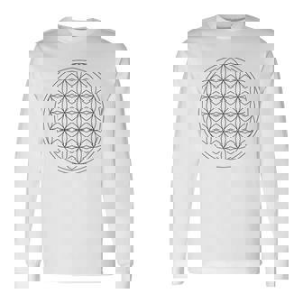 フラワー オブ ライフ 幾何学 模様 図形 シンボル スピリチュアル フラワーオブライフ 長袖Tシャツ - Kawaiitshirt