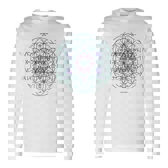 フラワーオブライフ メタトロンキューブ1シンボルtシャツ 長袖Tシャツ - Kawaiitshirt