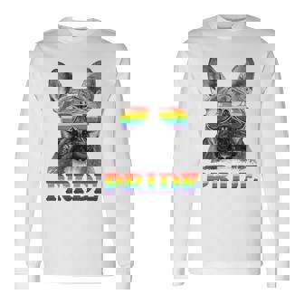 フレンチブルドッグ ゲイプライド Lgbt レインボーフラッグ サングラス Lgbtq 長袖Tシャツ - Kawaiitshirt