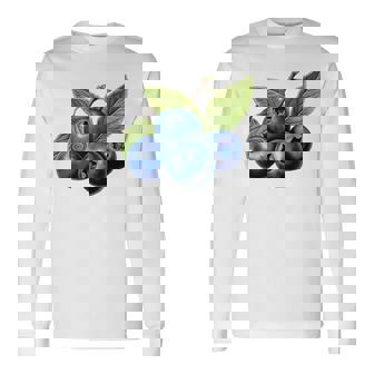 ブルーベリー愛好家のためのブルーベリーデザイン 長袖Tシャツ - Kawaiitshirt