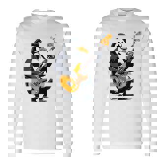 ベースギターを弾くペンギン ペンギン 長袖Tシャツ - Kawaiitshirt