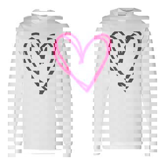 ホットピンクハート 長袖Tシャツ - Kawaiitshirt