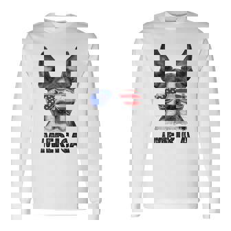 ボストン・テリア 7月4日 メリカ メンズ レディース アメリカ国旗 長袖Tシャツ - Kawaiitshirt