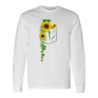 ポケットに入ったかわいいひまわり クリスマスギフト 長袖Tシャツ - Kawaiitshirt