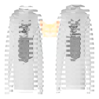 ポケットの中の猫ポケットキャット猫好き ねこ好き ネコ好きニャー猫 猫の飼い主 心電図 おもしろ 可愛い ねこ ネコ 猫 長袖tシャツ 長袖Tシャツ - Kawaiitshirt