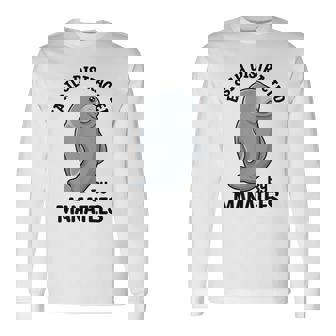 マナティーに気を取られる かわいい 海の動物 マナティー 長袖Tシャツ - Kawaiitshirt