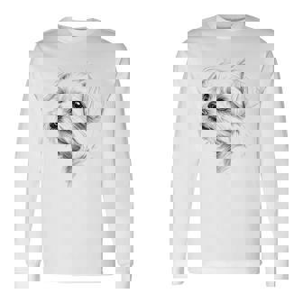 マルチーズ 犬 グラフィック ペット アートワーク マルチーズ 長袖Tシャツ - Kawaiitshirt