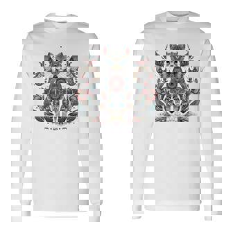 マンダラデザインのかわいい猫の曼荼羅。 長袖tシャツ 長袖Tシャツ - Kawaiitshirt