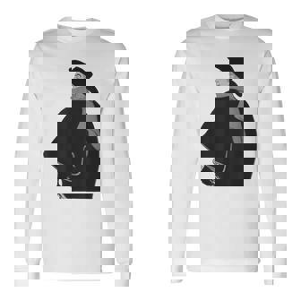 ミステリアスなクロークドクラシック紳士ヴィンテージノワールスタイル 長袖Tシャツ - Kawaiitshirt