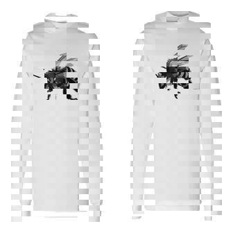 ミツバチ ステンシル セイブ 蜂 ハニー昆虫 長袖Tシャツ - Kawaiitshirt