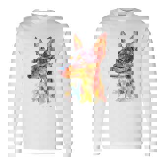 ミニチュア ピンシャー 犬 ペット カラフル ミニチュア ピンシャー 長袖Tシャツ - Kawaiitshirt
