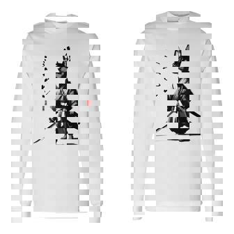 ミニチュアピンシャー 侍戦士 日本の浮世絵 アートドッグ 長袖Tシャツ - Kawaiitshirt