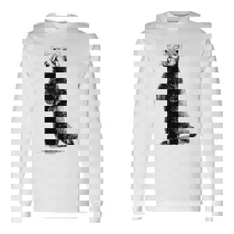 ミニマリストデザインのレッサーパンダ 長袖Tシャツ - Kawaiitshirt