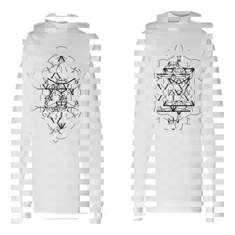 メタトロンキューブ マカバ（スターテトラヒドロン）神聖幾何学 長袖Tシャツ - Kawaiitshirt