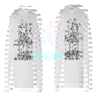メリークリスマス フラミンゴスクワッド トロピカルスタイル 長袖tシャツ 長袖Tシャツ - Kawaiitshirt